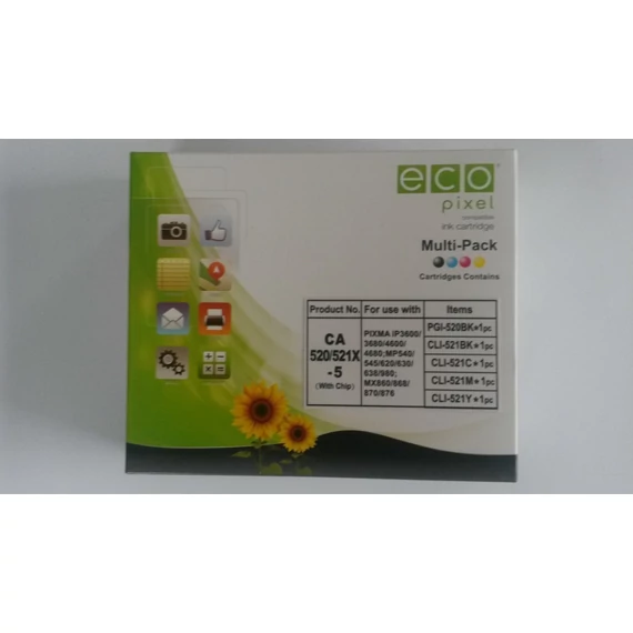 Canon CLI521 Multipack BKCMY 5 db-os tintapatron (utángyártott ecopixel)
