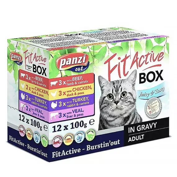 Állateledel alutasakos PANZI FitActive FitaBox macskáknak 12x100g