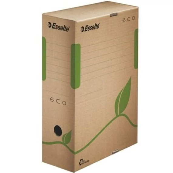 Archiválódoboz, A4, 100 mm, újrahasznosított karton, ESSELTE "Eco", barna