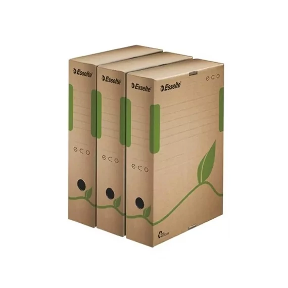 Archiválódoboz, A4, 80 mm, újrahasznosított karton, ESSELTE "Eco", barna