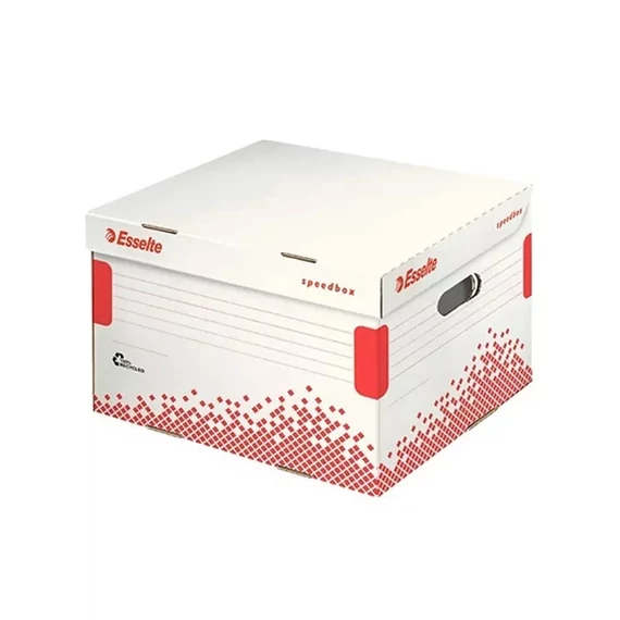 Archiválókonténer, L méret, újrahasznosított karton, ESSELTE "Speedbox", fehér