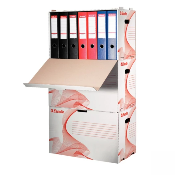 Archiválókonténer, karton, előre nyíló, iratrendezőnek, ESSELTE "Standard", fehér