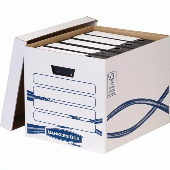 Archiválókonténer, karton, FELLOWES, "Bankers Box Basic Tall", kék-fehér, 10db/cs