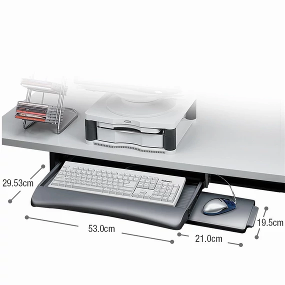 Billentyűzettartó, kihúzható, FELLOWES "Underdesk"