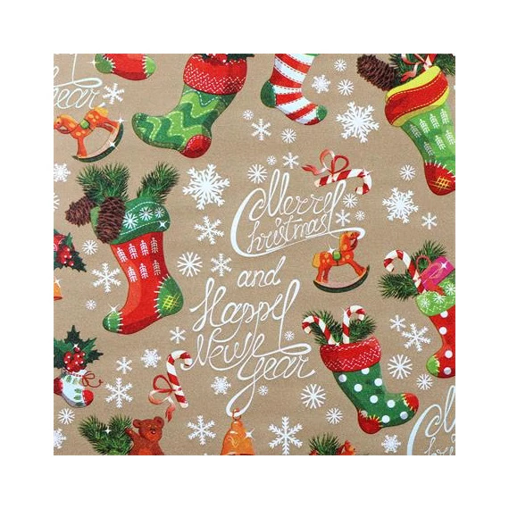 Csomagolópapír, íves, 70x200 cm, Karácsonyi 4, VICTORIA PAPER