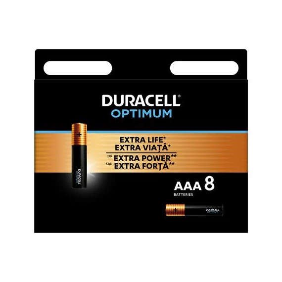 Elem, AAA mikro, 8 db, DURACELL "Optimum"