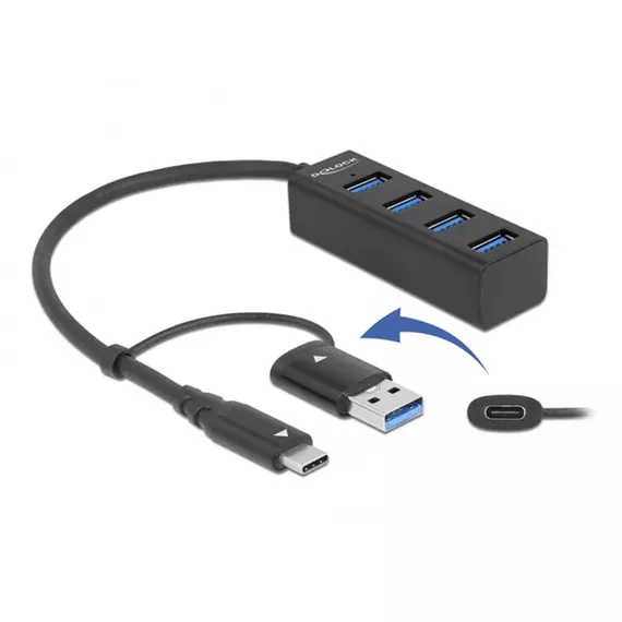 Delock 63828 4 portos USB-C/USB-A csatlakozós USB 3.2 HUB