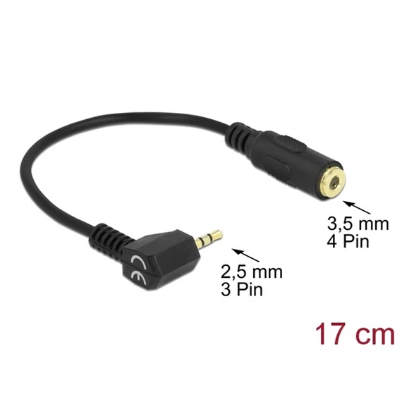 DeLock Audio Cable Stereo jack 2,5mm 3 pin male angled > Stereo jack 3,5mm 4 pin female