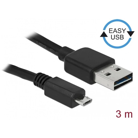 DeLock EASY-USB 2.0 Type-A male > USB 2.0 Type Micro-B male Cable 3m Black