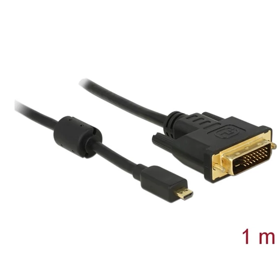 DeLock HDMI cable Micro-D male > DVI-D (Dual Link) male 1m