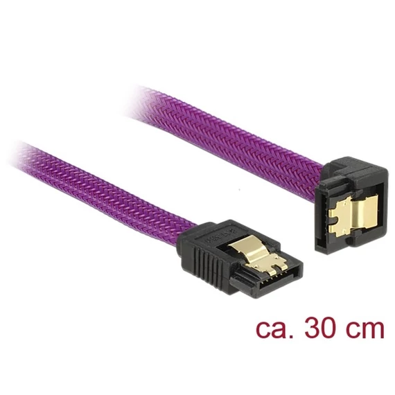 DeLock SATA cable 6 Gb/s 30cm down / straight metal Purple Premium