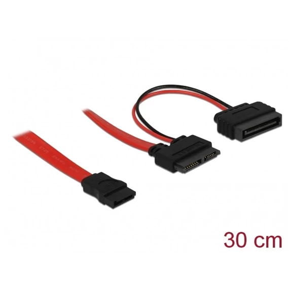 DeLock Cable Slim SATA female > SATA 7 pin + SATA 15 pin 5 V 30cm