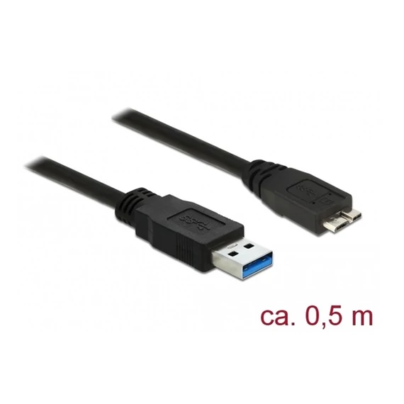 DeLock Cable USB 3.0 Type-A male > USB 3.0 Type Micro-B male 0,5m Black