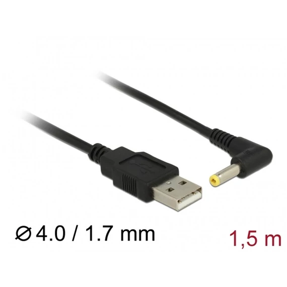 DeLock Power Cable USB > DC 4.0 x1.7 mm male 90° 1.5m