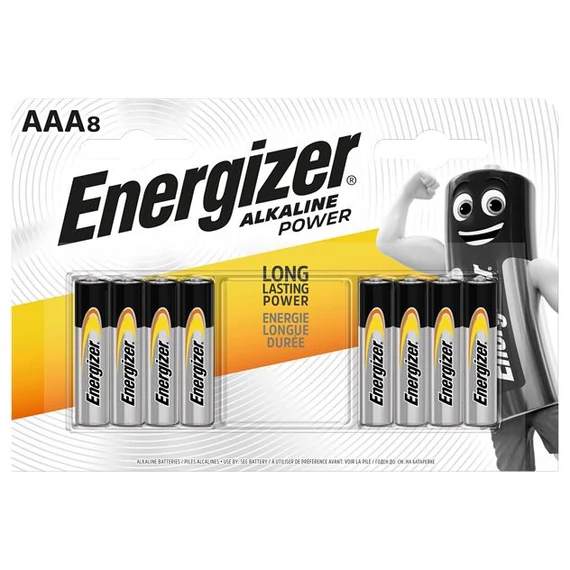 Elem, AAA mikro, 8 db, ENERGIZER "Alkaline Power"