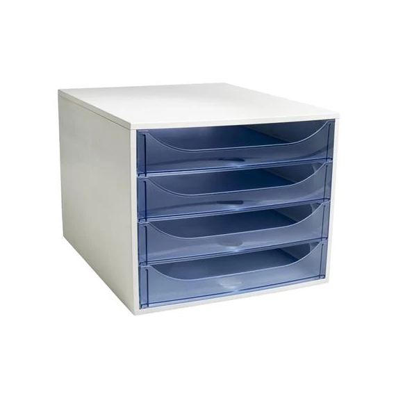 Irattároló, műanyag, 4 fiókos, EXACOMPTA "Ecobox Linicolor", jégkék