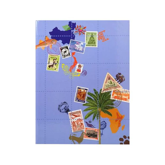 Album, bélyeggyűjtő, 22,5x30,5 cm, 8 lap, EXACOMPTA "Globe Trotter", vegyes színek