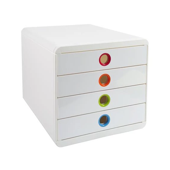 Irattároló, műanyag, 4 fiókos, EXACOMPTA "Pop-Box", fehér