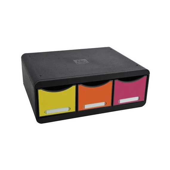 Irattároló, műanyag, 3 fiókos, EXACOMPTA "Iderama® "Toolbox", fekete