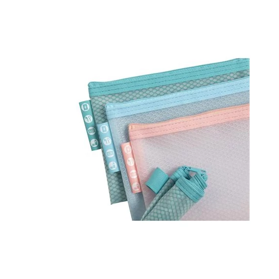 Rendszerező tasak, cipzáras, hálós, A6, EXACOMPTA "Chromaline Pastel", vegyes színek