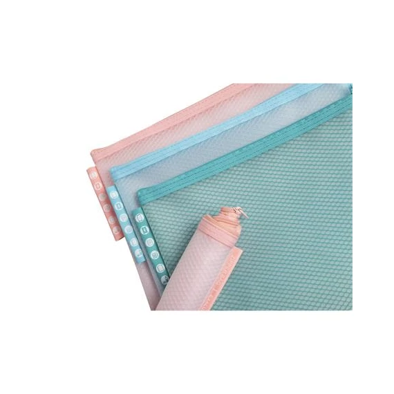 Rendszerező tasak, cipzáras, hálós, A5, EXACOMPTA "Chromaline Pastel", vegyes színek