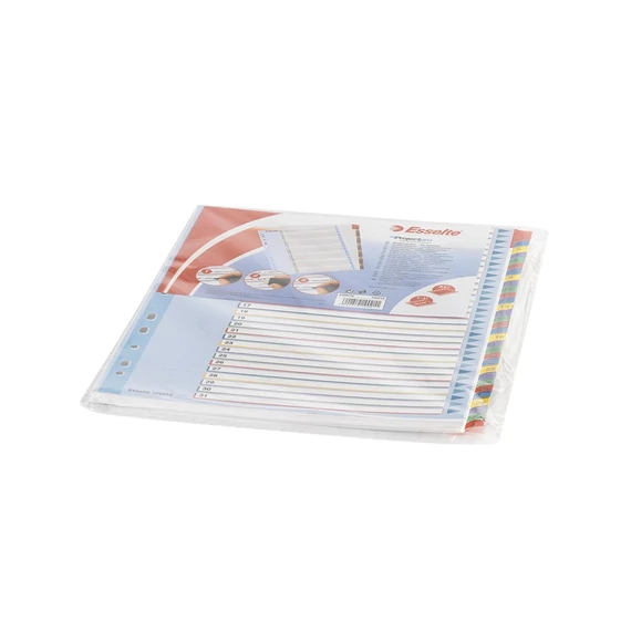 Regiszter, laminált karton, A4 Maxi, 1-31, újraírható, ESSELTE
