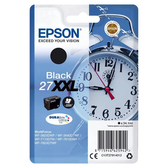 Epson C13T27914012 T2791 27XXL fekete tintapatron 34,1ml (eredeti)
