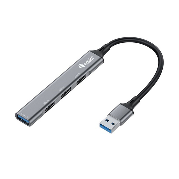 Equip-Life USB Hub - 128960 (4 Port, 1xUSB3.2, 3xUSB2.0, USB tápellátás, kompakt dizájn, ezüst)