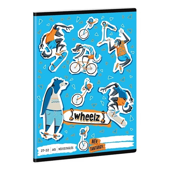 Füzet ARS UNA A5 32 lapos kockás 27-32 Wheelz