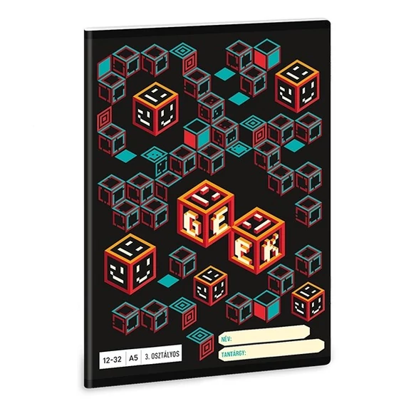 Füzet ARS UNA A5 32 lapos vonalas 12-32 III. osztályos Geek