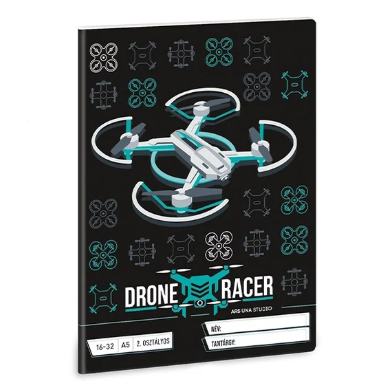 Füzet ARS UNA A5 32 lapos vonalas 16-32 II. osztályos Drone Racer