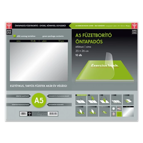 Füzetborító ARS UNA A5 35x26 öntapadós sima 10 db/ csomag