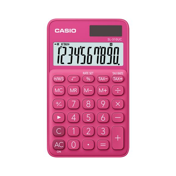 Zsebszámológép, 10 számjegy, CASIO "SL 310", rózsaszín