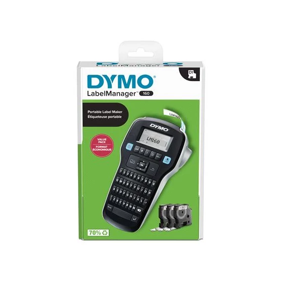 Elektromos feliratozógép, DYMO "LM 160", fekete, + 3 db D1 szalag