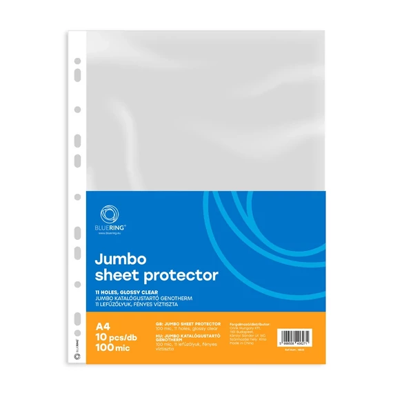 Genotherm lefűzhető, A4, 100 micron jumbo Bluering 10 db/csomag,