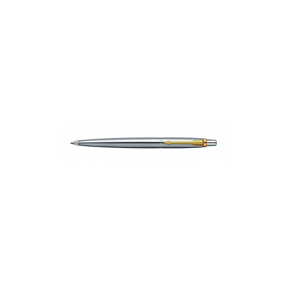 Golyóstoll, 0,7 mm, nyomógombos, arany színű klip, rozsdam. acél tolltest, PARKER "Royal Jotter", kék