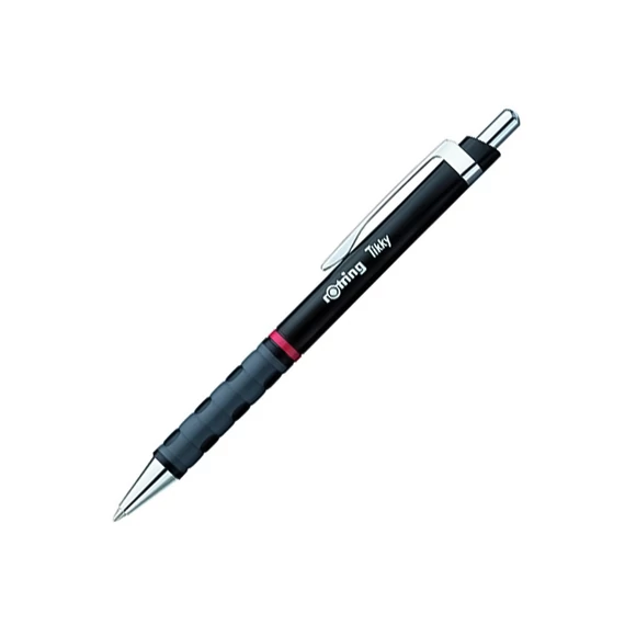 Golyóstoll, 0,8 mm, nyomógombos, fekete tolltest, ROTRING "Tikky III", kék