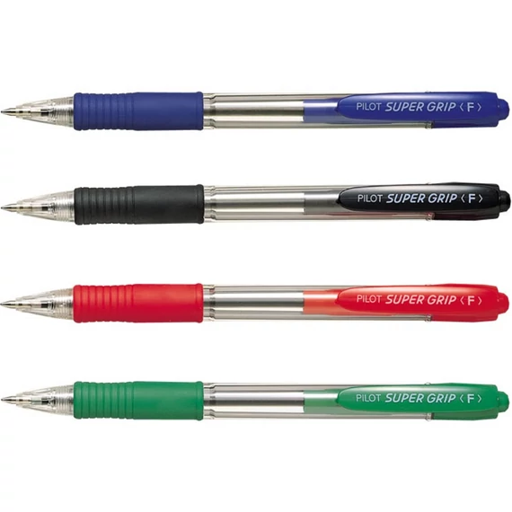 Golyóstoll, 0,27 mm, nyomógombos, PILOT "Super Grip", kék