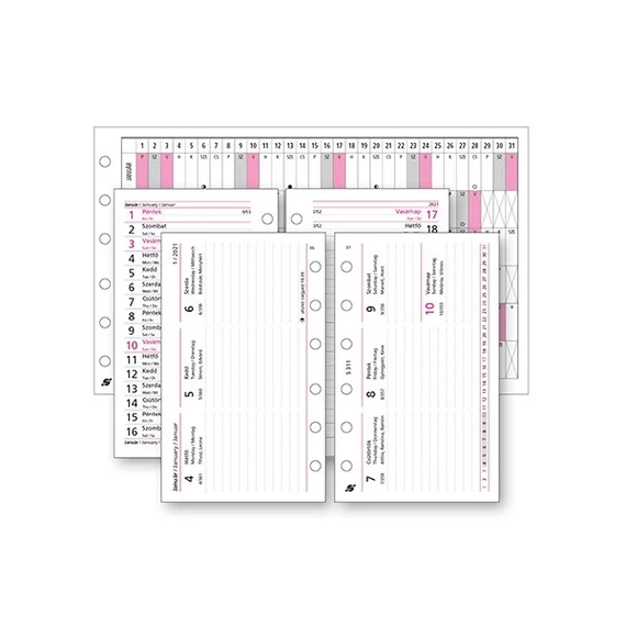 Kalendárium betét, tervező, heti, "S", SATURNUS, fehér 2023