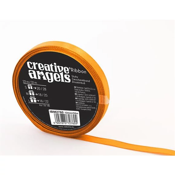 Szatén szalag, 12 mm x 32 m, arany