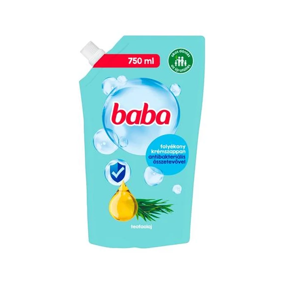 Folyékony szappan utántöltő BABA antibakteriális összetevővel teafaolaj 750ml