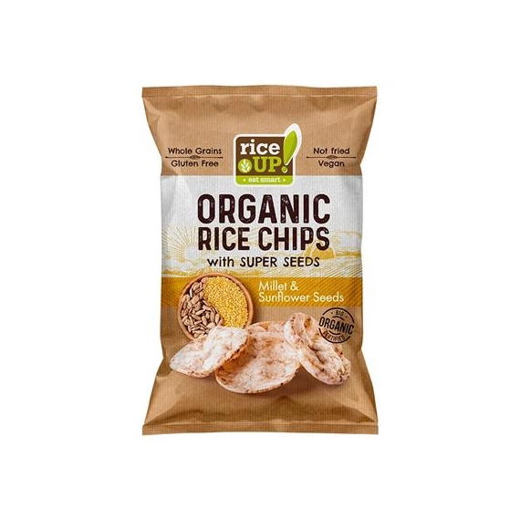 Barnarizs chips, 25 g, RICE UP "Bio", kölessel és napraforgóval