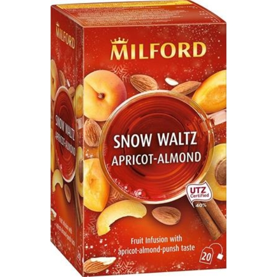 Gyümölcstea, 20x2,5 g, MILFORD "Snow Waltz", sárgabarack-mandula