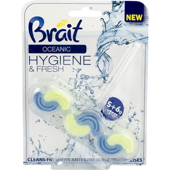 WC tisztító blokk, 2 fázisú, 45 g, "Brait Hygiene and fresh", óceán