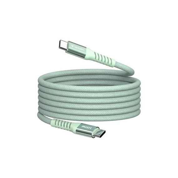 USB kábel, USB-C - USB-C, 1,2 m, 100W, mágneses, VERBATIM, zöld