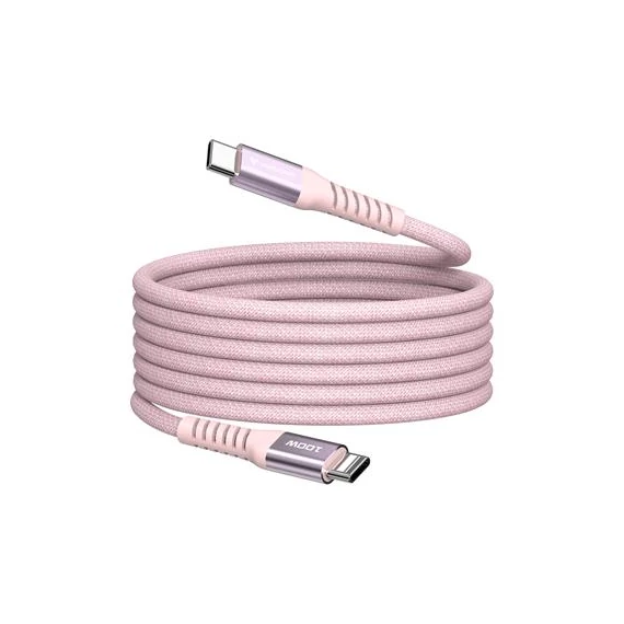USB kábel, USB-C - USB-C, 1,2 m, 100W, mágneses, VERBATIM, rózsaszín