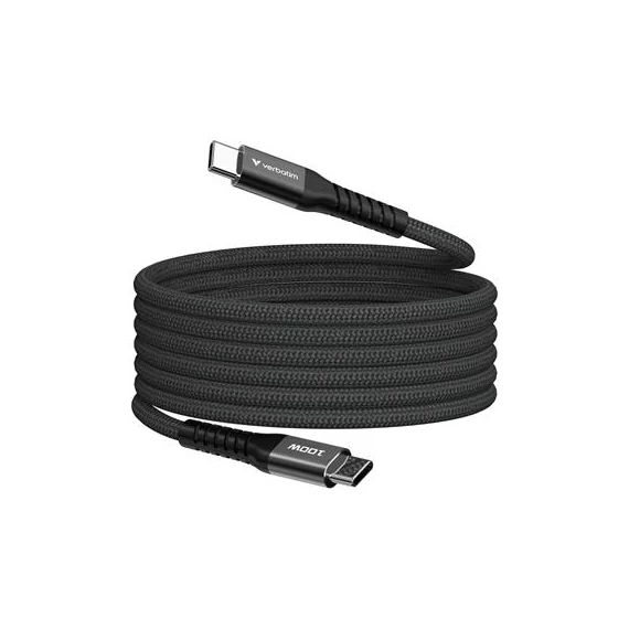USB kábel, USB-C - USB-C, 1,2 m, 100W, mágneses, VERBATIM, fekete