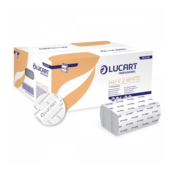 Kéztörlő 2 rétegű V hajtogatású fehér 190 lap/csomag 20 cs/karton Easy Lucart_863048