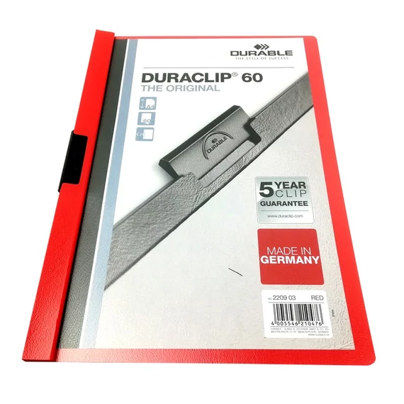 Klip mappa 60lap Durable Duraclip®, piros