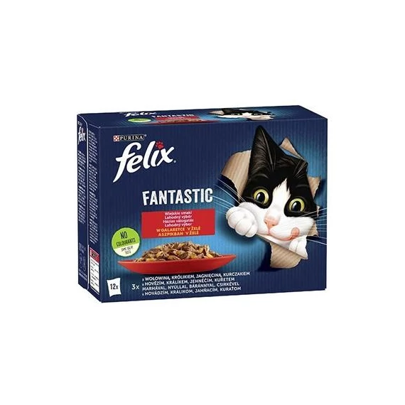 Macskaeledel, 12x85 g, FELIX "Fantastic", házias válogatás